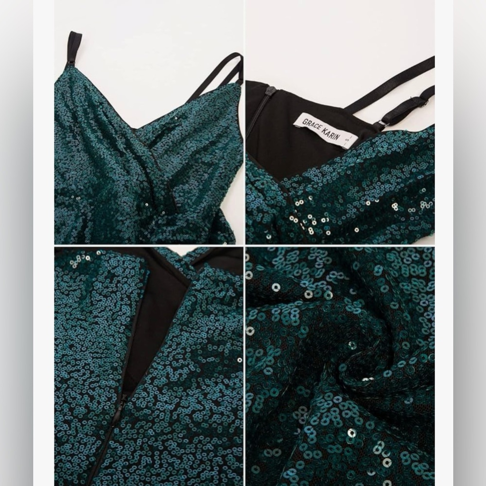 Grace Karin Green Dress Size M EUC - Picture 3 of 6